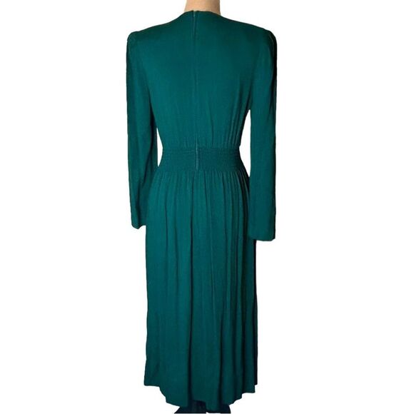Vintage Early 90s late 80s Green Made in the USA embellished waistband Dress 10 - Picture 3 of 7